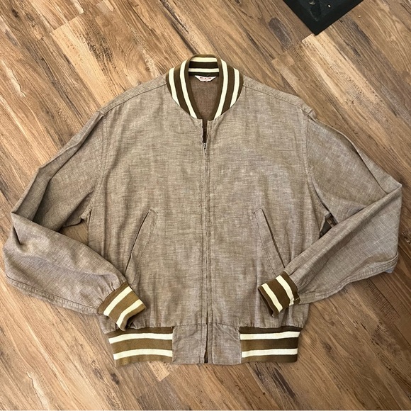 Mens vintage 50s HIS sportswear striped sanforized cotton bomber